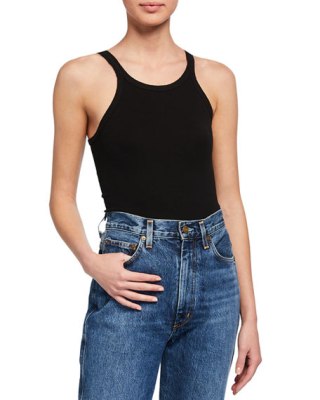 Re/Done Ribbed Scoop-Neck Fitted Tank