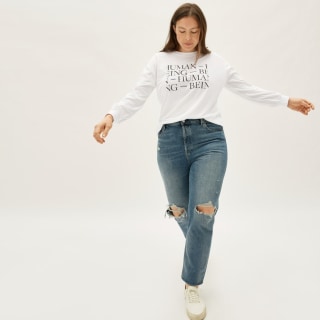 The 100% Human Being Human Long-Sleeve Tee - White / Black