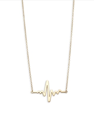 14K Yellow Gold Heartbeat Pendant Necklace