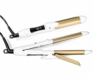 6th Sense 2 in 1 Mini Flat Iron Curling Iron, Travel Hair Straightener, Dual Voltage 374 Degree Temperature Nano Titanium, 1 Inch - Insulated Carry Bag Included (White)