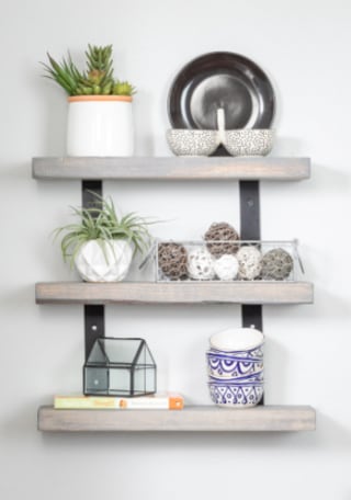 Industrial Grace Three-Tier Decorative Wall Shelf with Brackets
