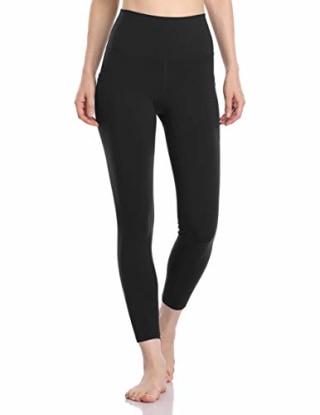 Colorfulkoala Women's High Waisted Yoga Pants 7/8 Length Leggings with Pockets (M, Black)