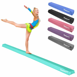 FBSPORT 8ft Balance Beam: Folding Floor Gymnastics Equipment PU Leather for Kids Adults,Non Slip Rubber Base, Gymnastics Beam for Training, Practice, Professional Home Training