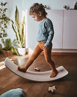 Kinderfeets, Kinderboard, Waldorf Original Wooden Balance Board for Toddlers, Kids, Teens, Adults (Natural)