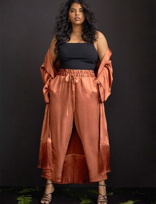 Satin Duster with Fringe Detail