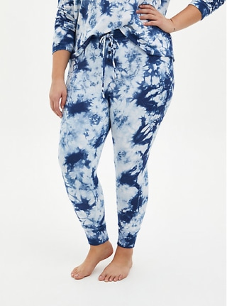 Navy Tie-Dye Micro Modal Terry Drawstring Sleep Pant