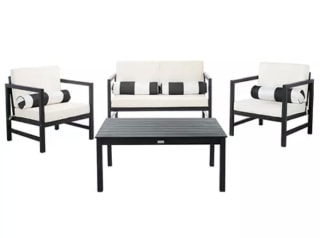 Montez 4-Piece Outdoor Dining Set, Black/Beige