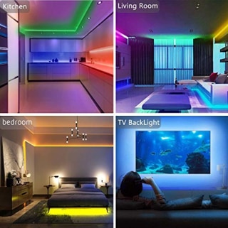 Tenmiro 65.6ft Led Strip Lights, Ultra Long RGB 5050 Color Changing LED Light Strips Kit with 44 Keys Ir Remote Led Lights for Bedroom, Kitchen, Home Decoration