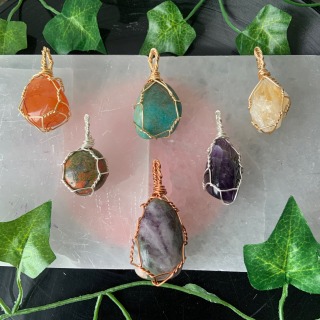 Handwrapped Crystal Necklace Pendant