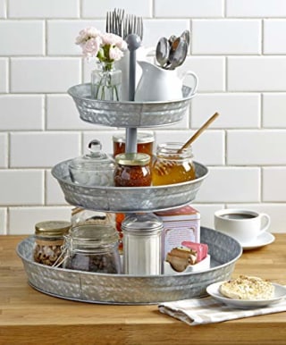GetSet2Save Vintage Galvanized 3-Tier Serving Tray