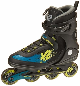 K2 Skate Men's Kinetic 80 Inline Skate, Black Green Yellow, 5