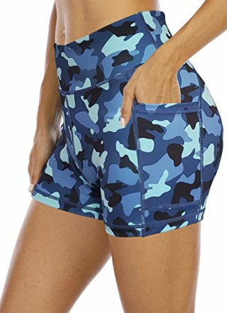 OQQ Women High Waist Ruched Workout Shorts