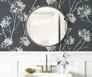 NextWall One O'Clocks Botanical Peel and Stick Wallpaper (Charcoal)