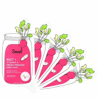 Sweet Chef Beet + Vitamin A Fresh Pressed Sheet Mask - Antioxidant-Rich Facial Mask for Visibly Softer, Brighter Skin (5 Mask)