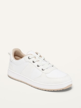 Gender-Neutral Nylon/Faux-Suede Elastic-Lace Sneakers for Kids