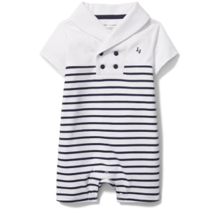 Baby Stripe Shawl Collar Romper