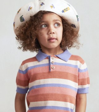 Striped Polo in Icy Blue