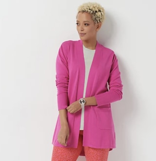 Isaac Mizrahi Live! Cardigan Sweater with Hi-Low Hem
