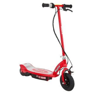 Razor E100 Electric Scooter for Kids Ages 8 and Up - 8" Air-filled Front Tire, Hand-Operated Front Brake, Up to 10 mph and 40 min Continuous Ride Time