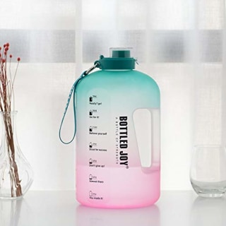 BOTTLED JOY 1 Gallon Water Bottle, BPA Free Large Water Bottle Hydration with Motivational Time Marker Reminder Leak-Proof Drinking Big Water Jug for Camping Sports Workouts and Outdoor Activity