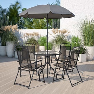 Flash Furniture Nantucket 6 Piece Black Patio Garden Set