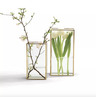 Two's Company Gold Trim Square Vase 2-Piece Set