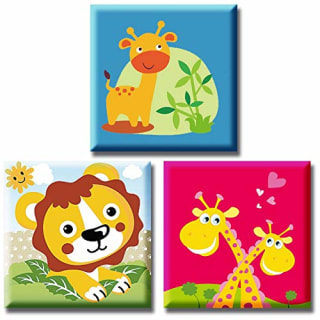 Dydjoy 3 Kits DIY Paint by Numbers, Canvas Oil Painting Kit for Kids & Adults & Beginner,8"X 8" with Wooden Frame (Cartoon Style 01)