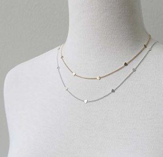Simple Hearts Necklace, rhodium overlay