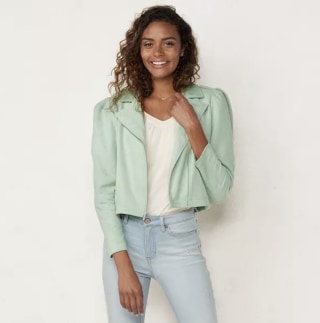 LC Lauren Conrad Puffed-Sleeve Moto Jacket