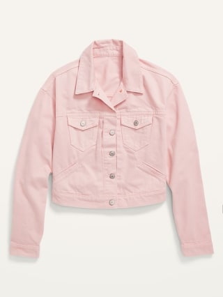 Cropped Pink Jean Jacket for Women