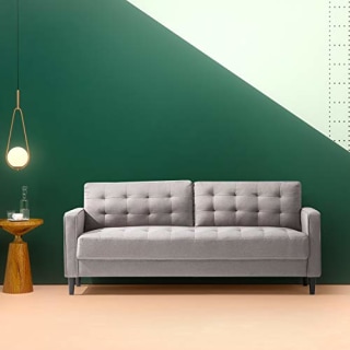 ZINUS Benton Sofa Couch / Grid Tufted Cushions / Easy, Tool-Free Assembly, Stone Grey