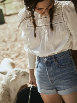 Reformation Charlie Cuffed High Rise Jean Shorts