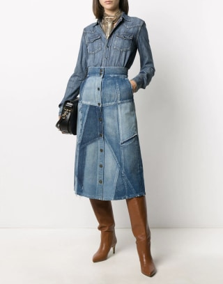 Saint Laurent patchwork denim skirt