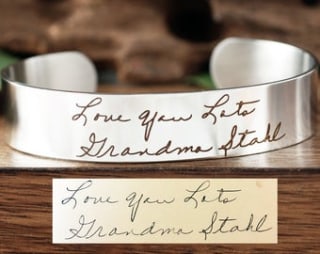 Mother's Day Gift - Handwriting Bracelet, Children's Actual Handwriting, Engraved Cuff Bracelet, Custom Bangle, Handwriting Gift, Medium HWR