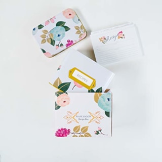 Recipe Box With 24 Cards &amp; 12 Dividers by Polite Society (White Tin)