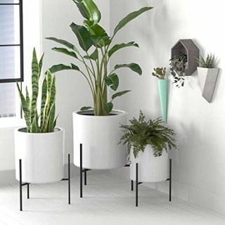 Amazon Brand - Rivet Mid-Century Ceramic Planter with Stand, 18.9"H, White