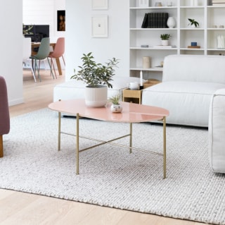 Article Pink and Brushed Gold Glass Coffee Table
