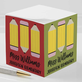 Teacher's Pencil Personalized Paper Note Cube