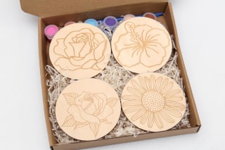 Mandalas painting kit, wooden coaster painting kits for adults, diy Kit for birthday gift, diy Kit for mandala coaster PK001