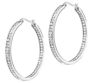 Steel by Design 1-1/2" Inside Out Hoop Earrings