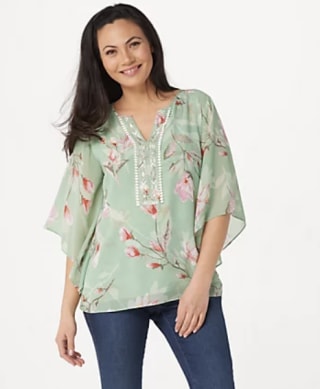 Belle by Kim Gravel Magnolia Print Blouse