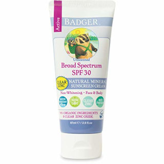 Badger Active Natural Mineral Cream SPF 30 Unscented Sunscreen