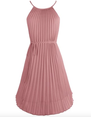Ellames Pleated Casual Swing Midi Dress