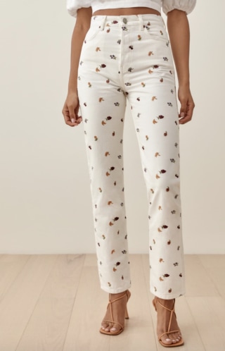 Reformation Cynthia Fruitloops High Rise Straight Jeans