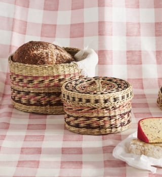 Olli Ella Round Lidded Picnic Baskets (2-Pack)