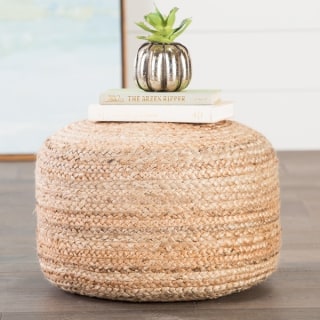 The Curated Nomad Camarillo Modern Tan Cylindrical Shape Jute Pouf
