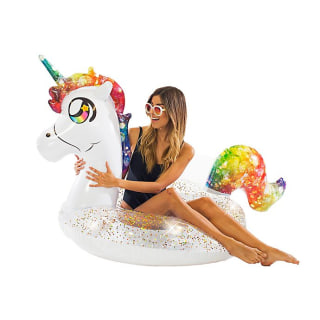 Pool Candy Glitterfied Rainbow Unicorn Pool Float