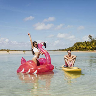FUNBOY Giant Inflatable Luxury Clear Glitter Flamingo Pool Float, Perfect for a Summer Pool Party
