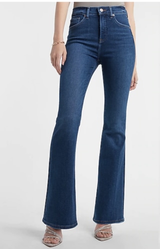 Express High-Waisted Dark Wash Flare Jeans