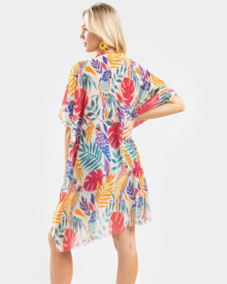 Ava Tropical Print Kimono